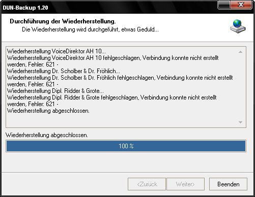 Dun-backup Fehlermeldung