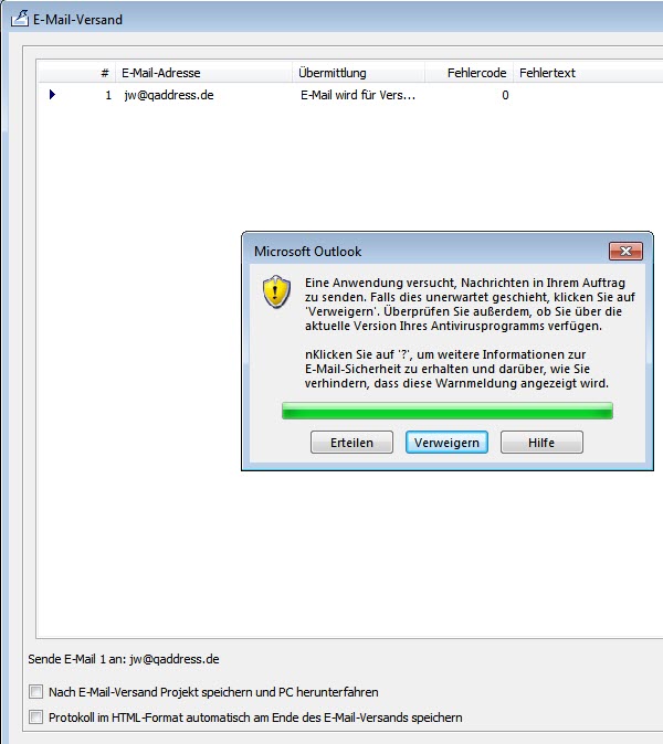 Fehler Screenshot zur Beschreibung