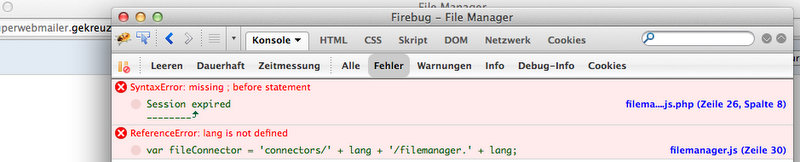 FireBug-Ausgabe